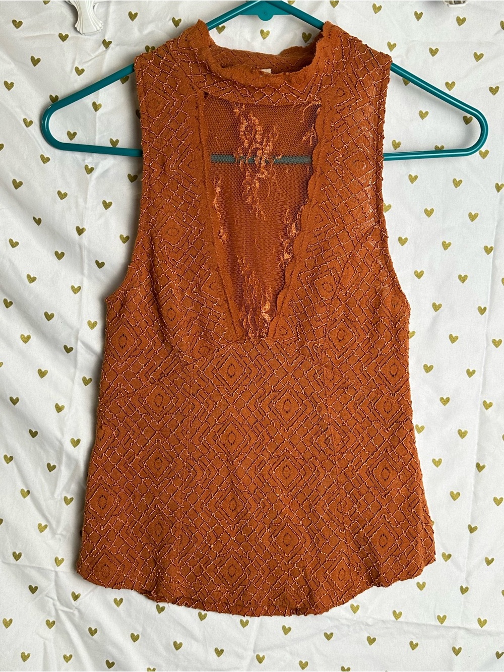 Free People Sleeveless Textured V-Neck Camisole - Rust